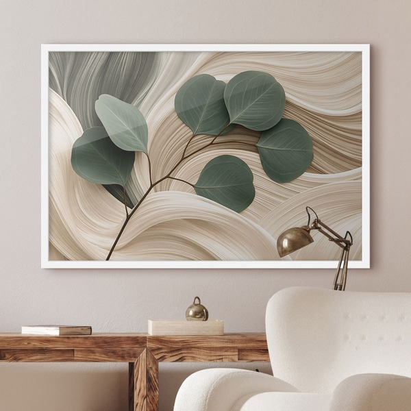 Poster Abstracte bladeren en golvende lijnen, Affiches Uniek, f51283wh : Uwalls