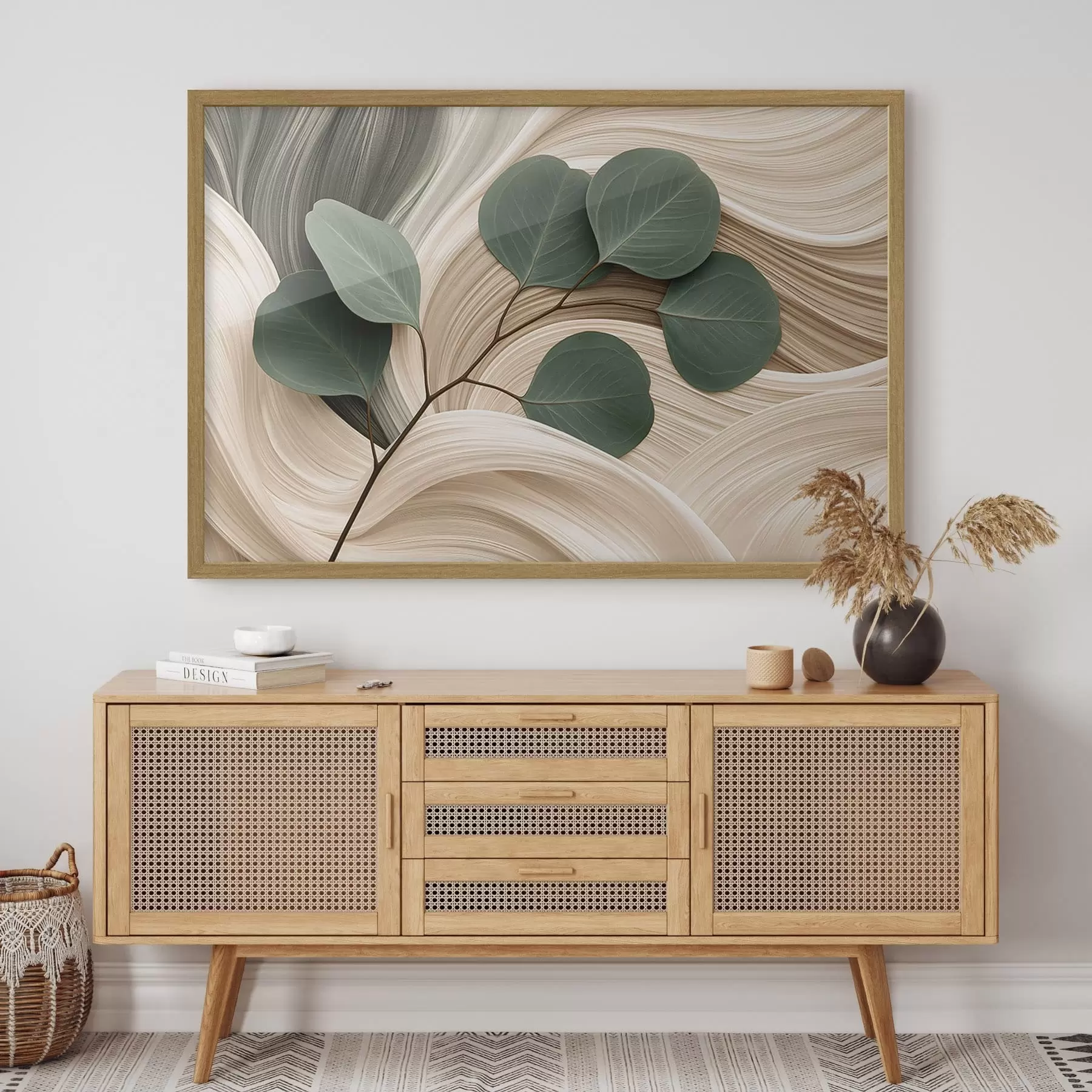 Fotobehang Abstracte bladeren en golvende lijnen f51283