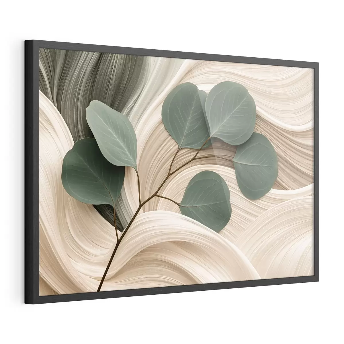 Poster Abstracte bladeren en golvende lijnen f51283