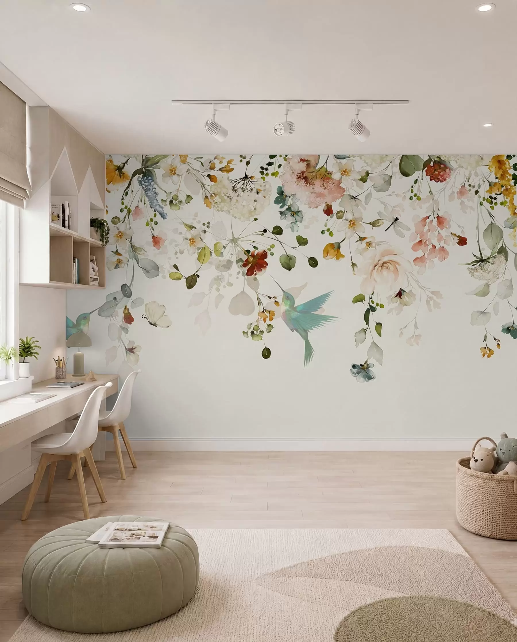 Fotobehang Kolibries tussen bloementakken u59610