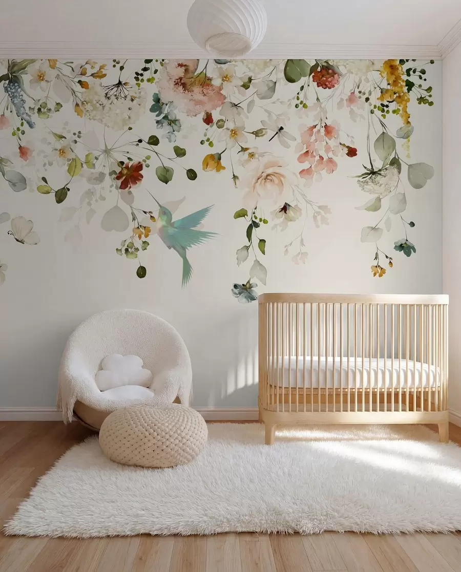 Fotobehang Kolibries tussen bloementakken u59610