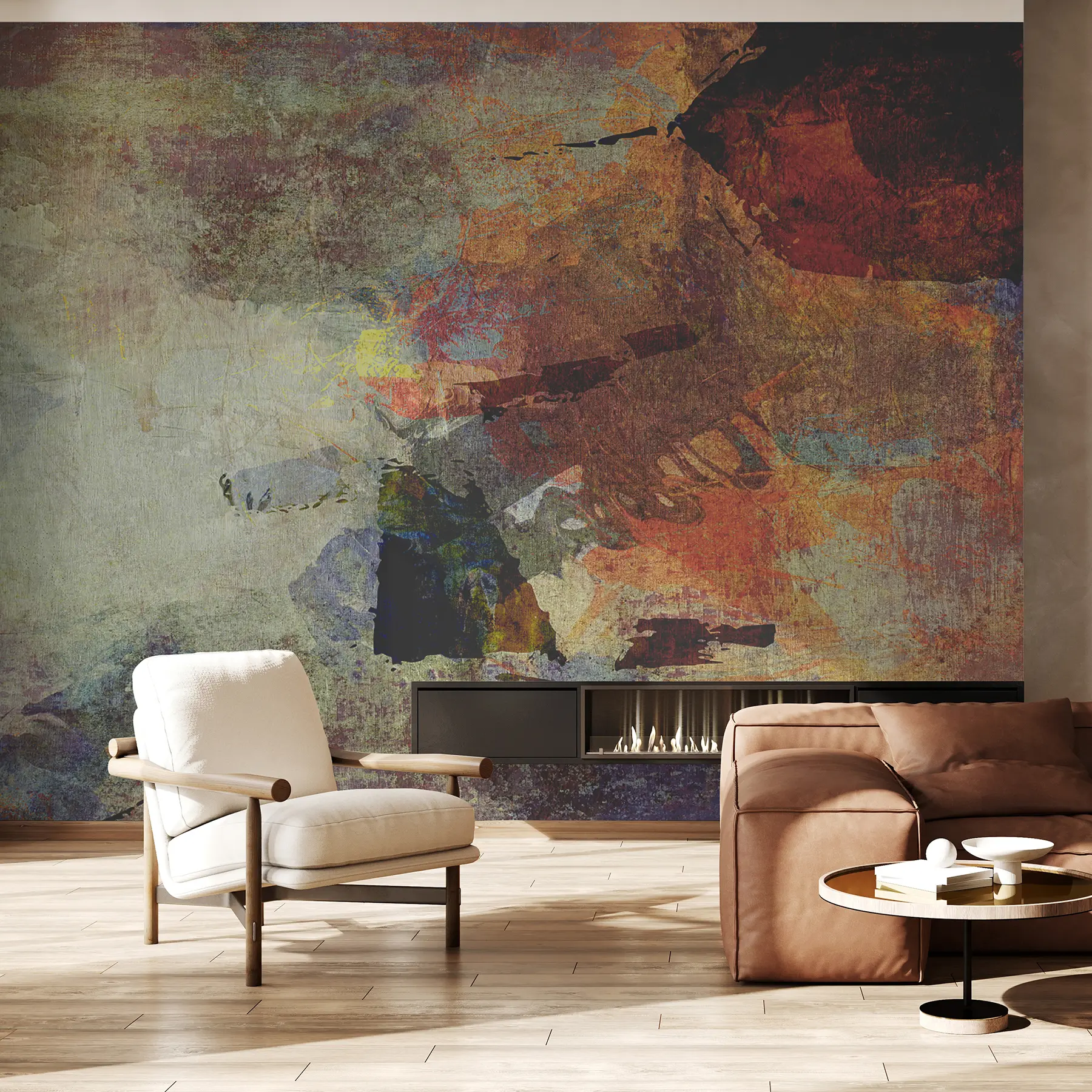 Fotobehang Canvas in oker en gloed u03660