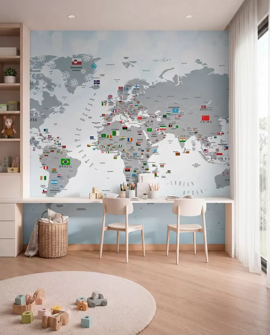 Fotobehang Atlas van wereldvlaggen u72599