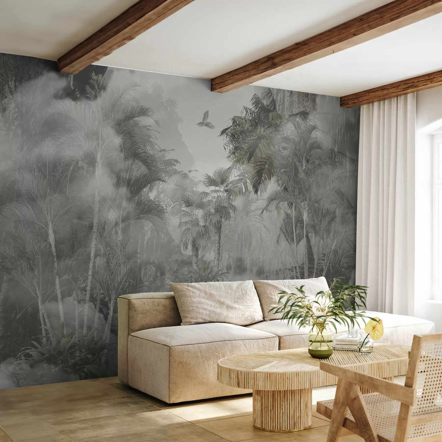 Fotobehang Jungle gehuld in mist u72387