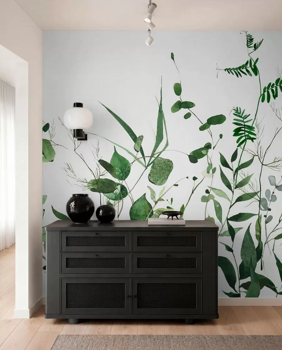 Fotobehang Groene wilde takken u72395