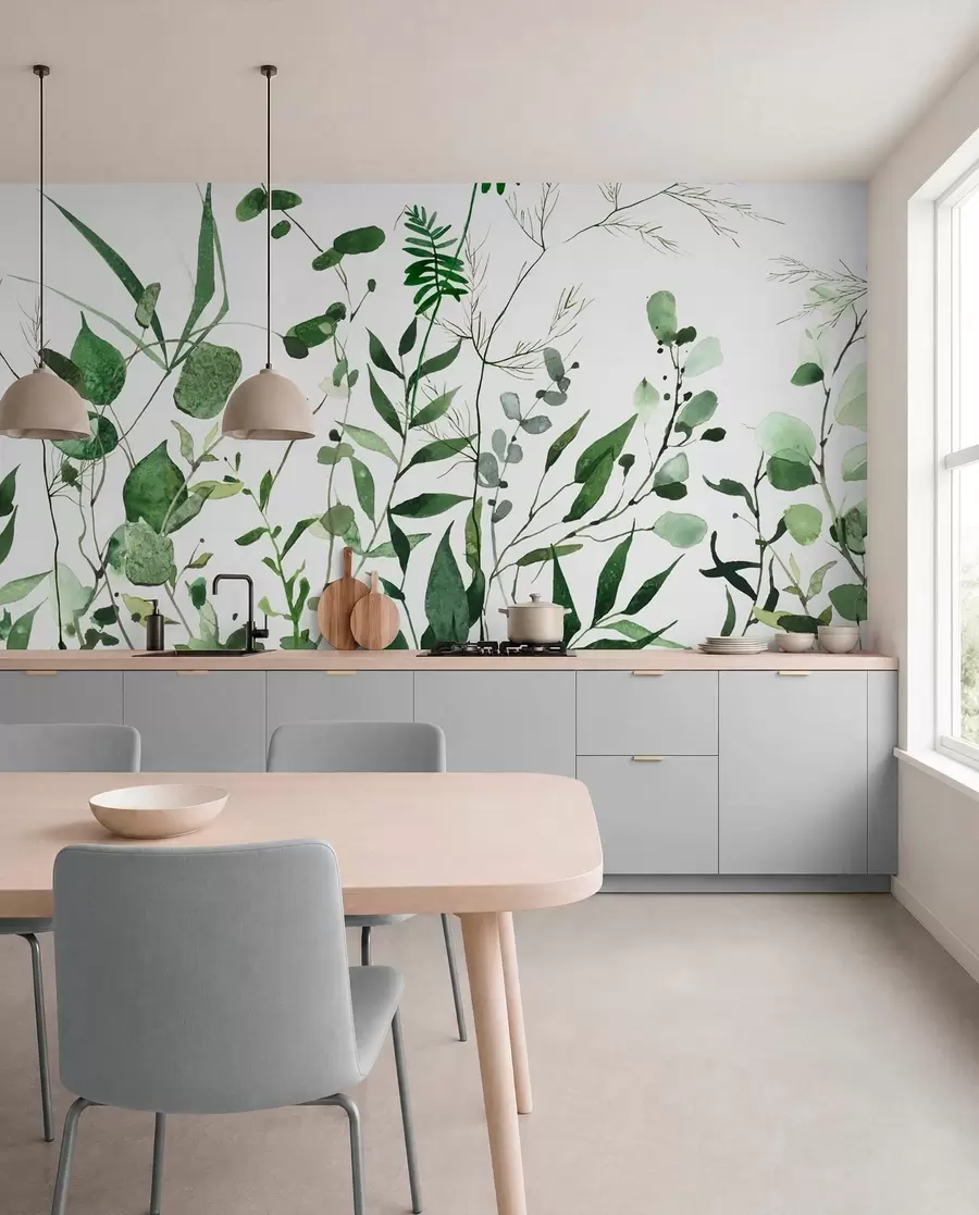Fotobehang Groene wilde takken u72395