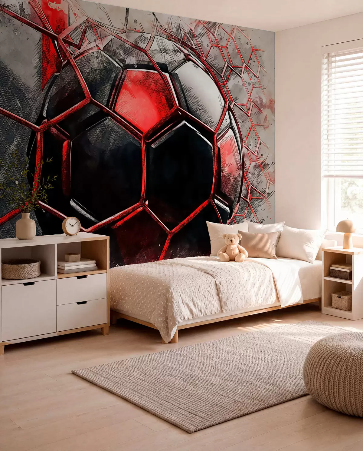 Fotobehang Voetbal in rode beweging u72803