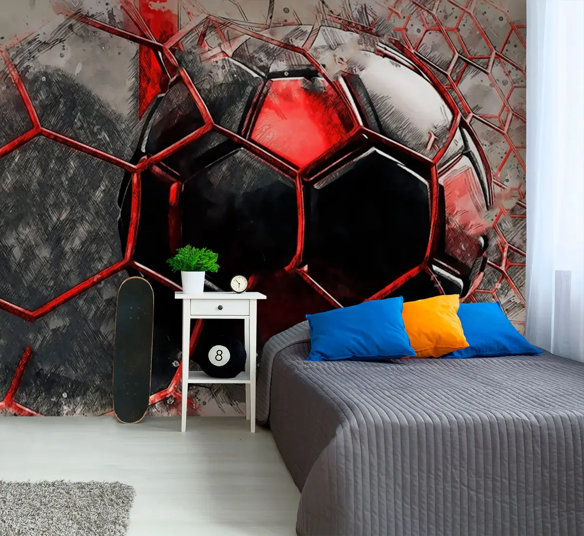 Fotobehang Voetbal in rode beweging u72803
