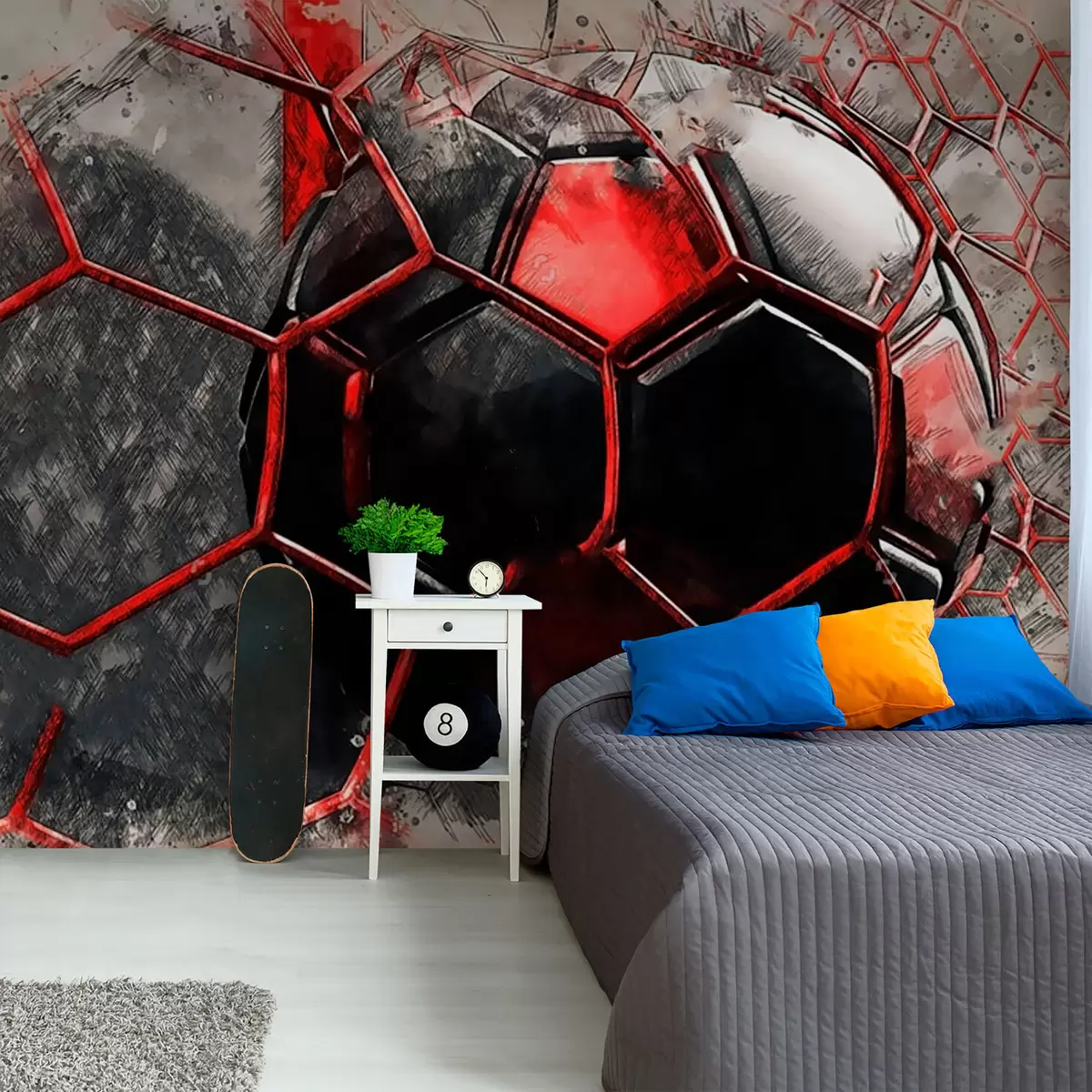 Fotobehang Voetbal in rode beweging u72803
