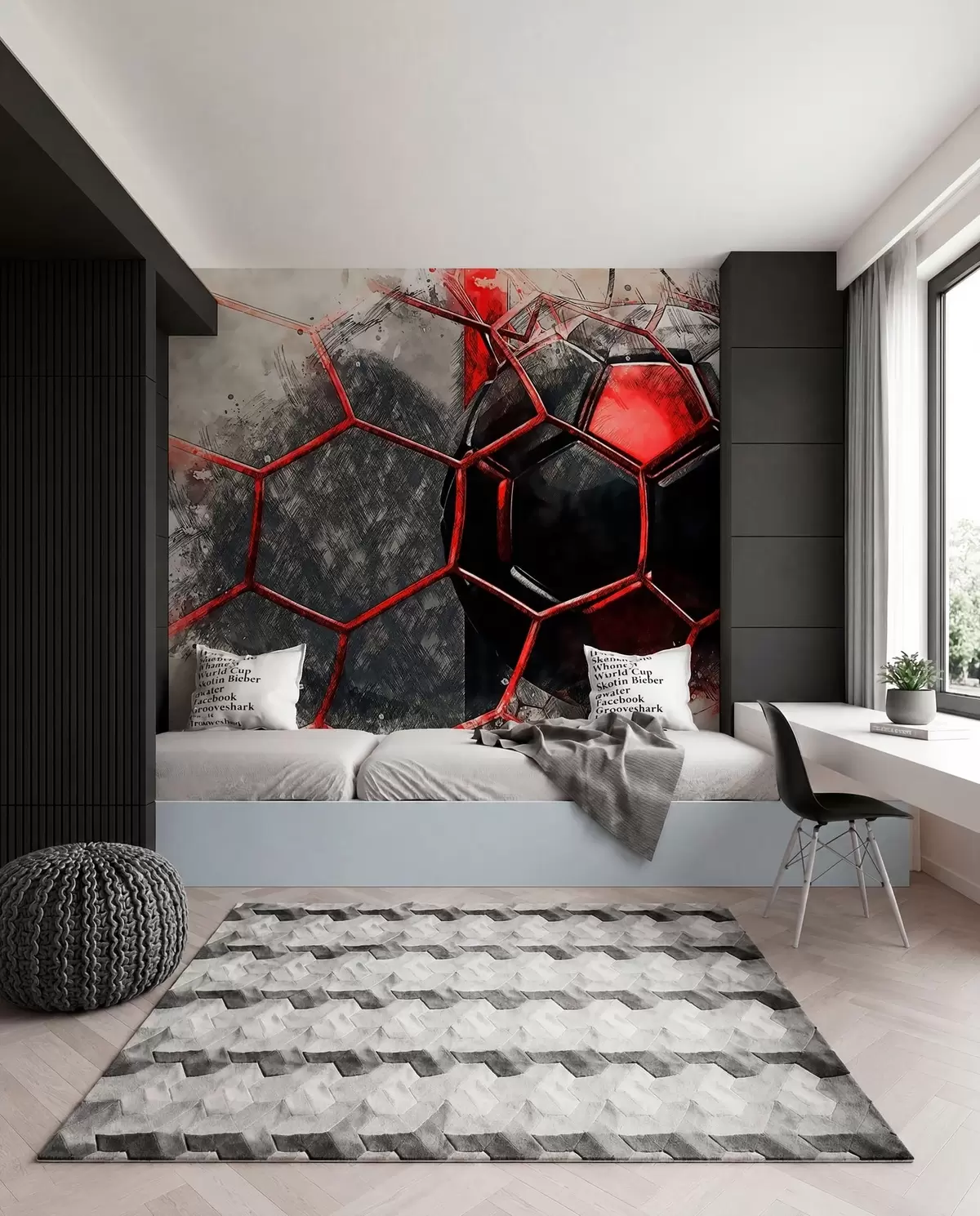 Fotobehang Voetbal in rode beweging u72803