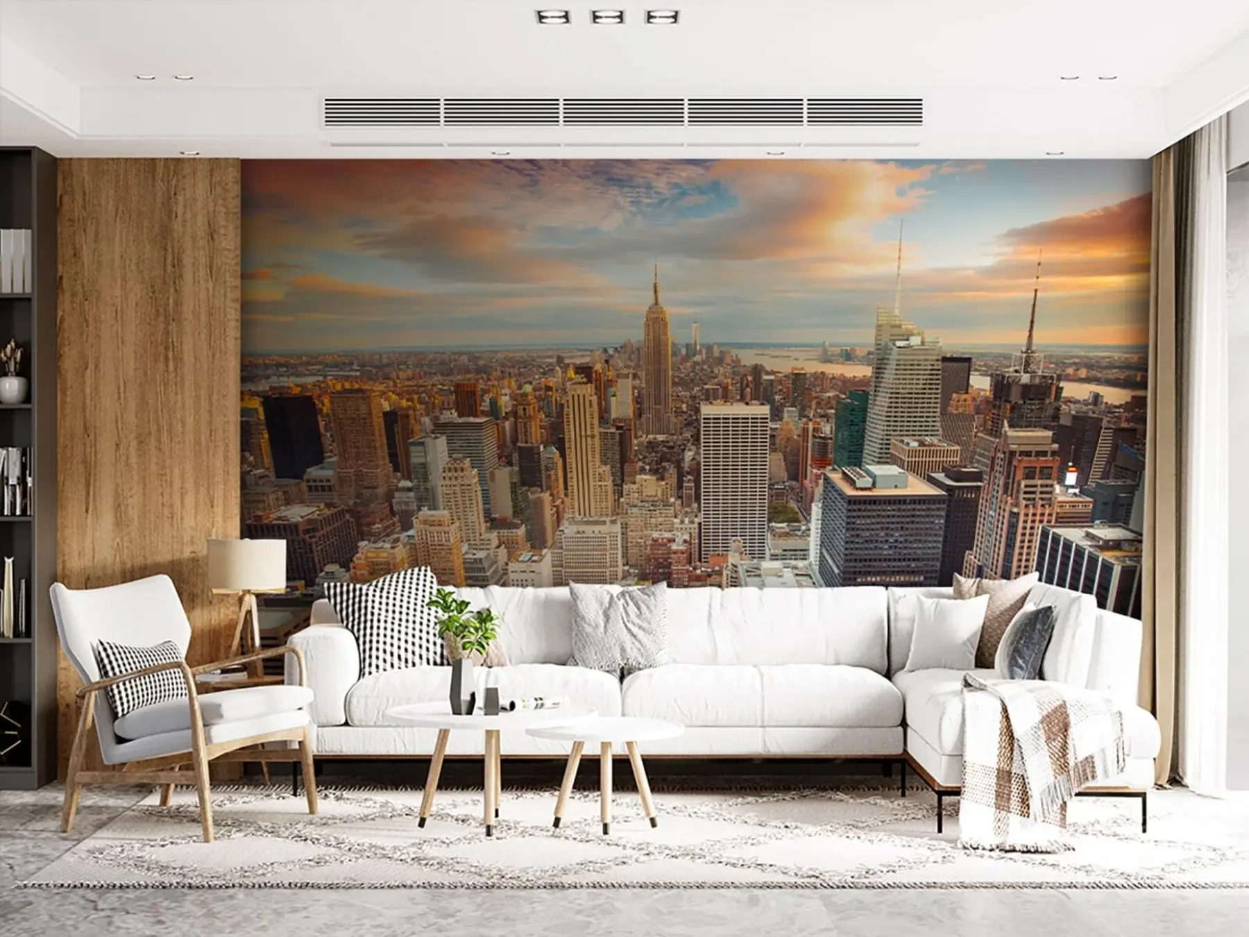 Fotobehang Luchtzicht op de zonsondergang van New York u80529