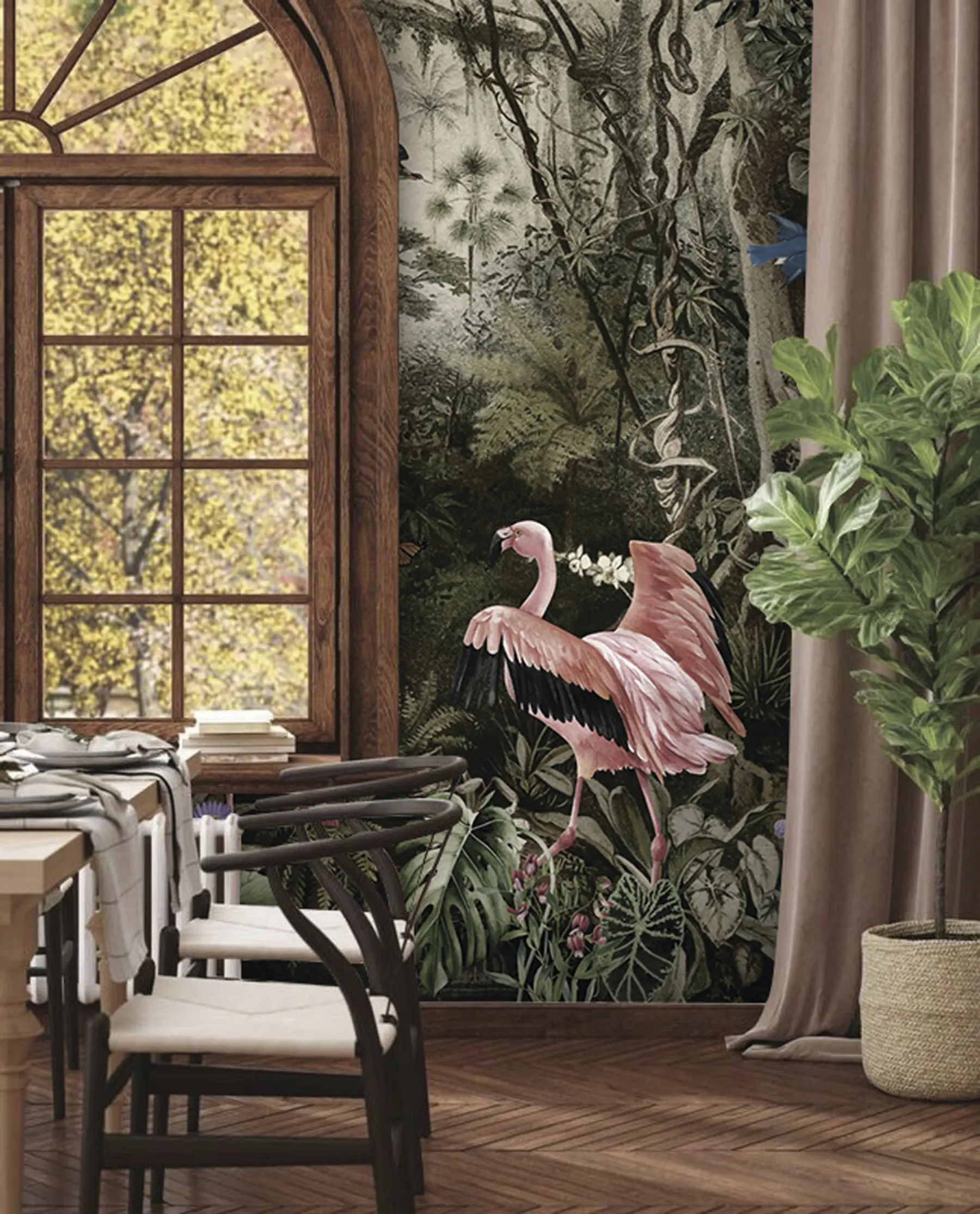 Fotobehang Tropische vogels en flamingo's in de jungle u73568
