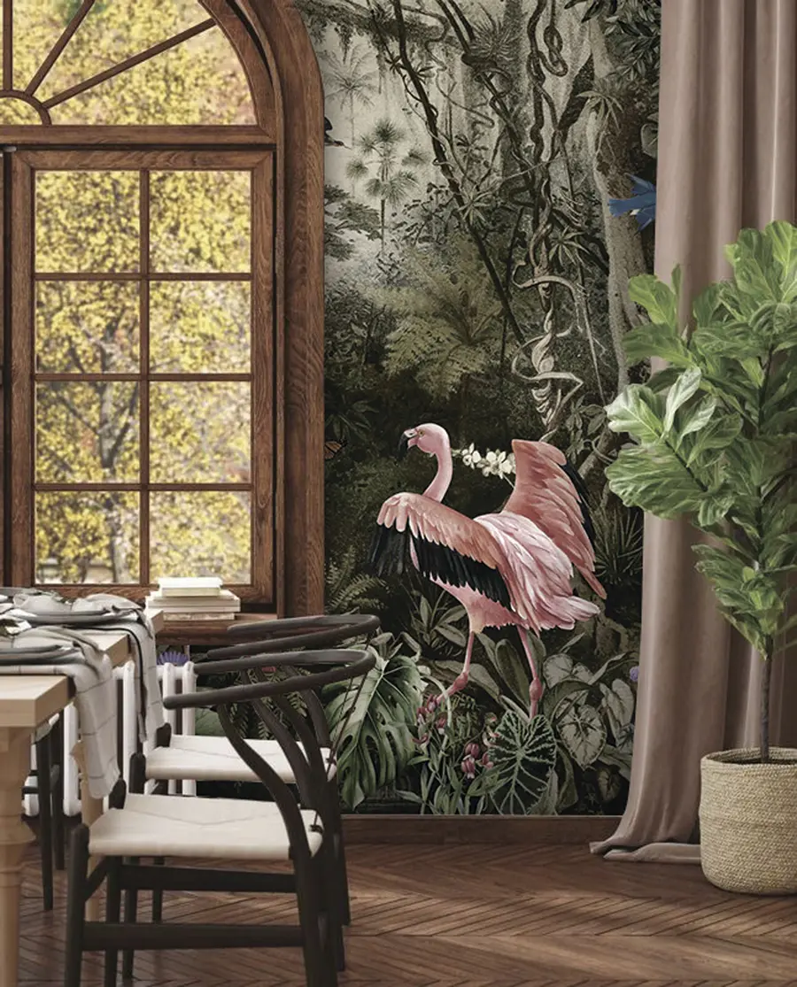 Fotobehang Tropische vogels en flamingo's in de jungle u73568