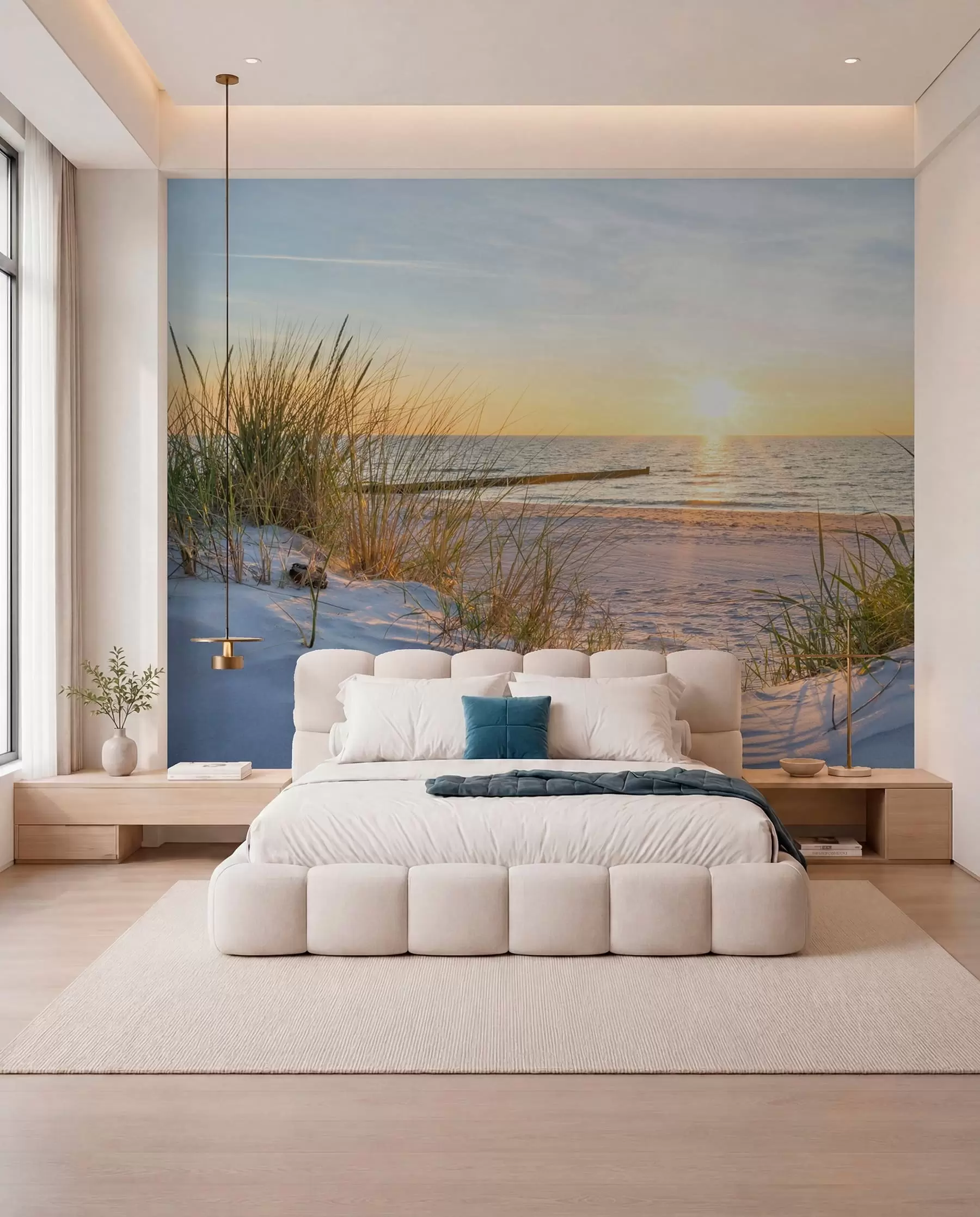 Fotobehang Foto/panoramisch strand met zonsondergang u93577