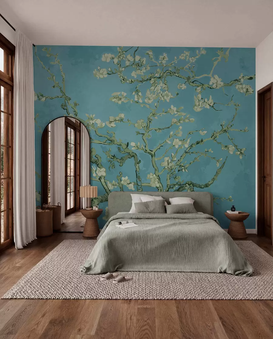 Fotobehang Panorama amandier in Van Gogh bloemen u93603