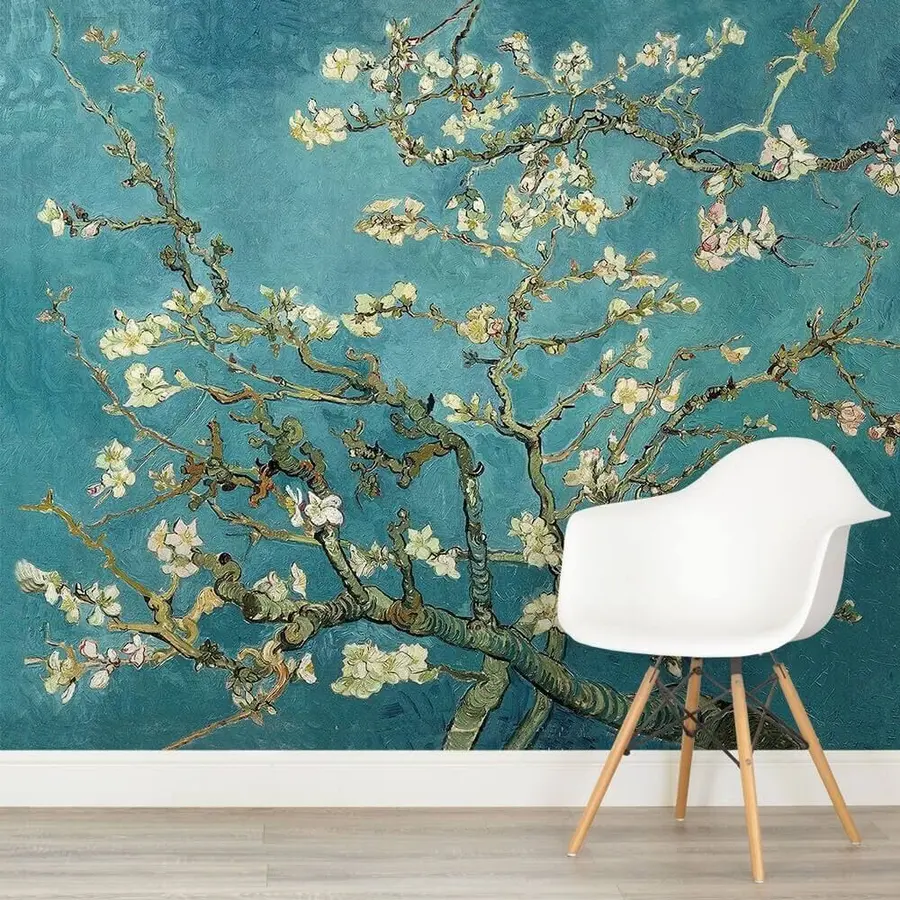 Fotobehang Panorama amandier in Van Gogh bloemen u93603