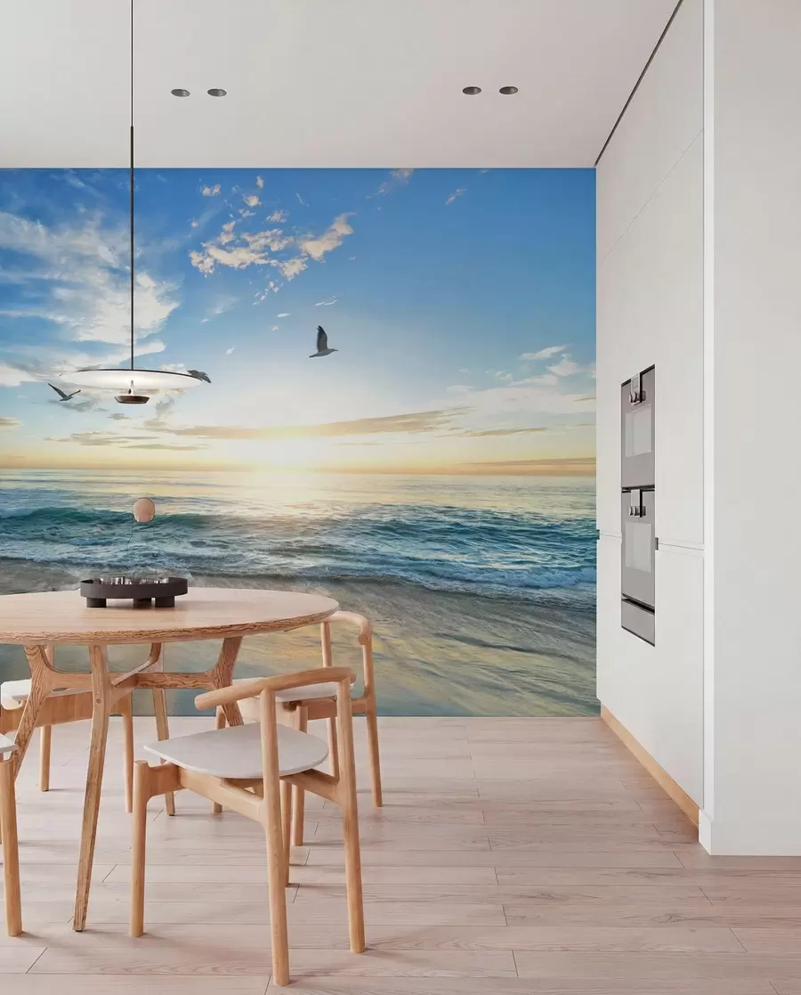 Fotobehang De vissers en de zee bij zonsopgang u93607
