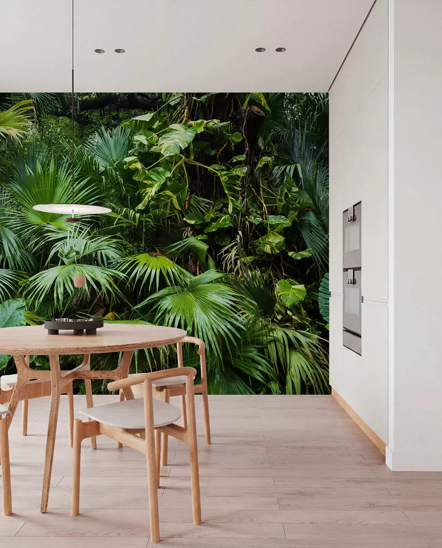 Fotobehang Natte bladeren in de jungle u93616