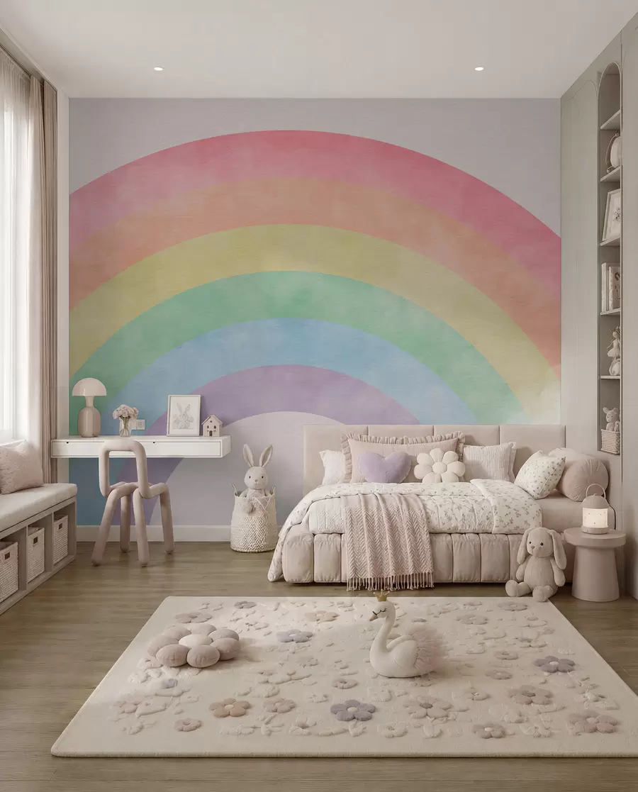 Fotobehang Wolk en regenboog op de achtergrond u93619