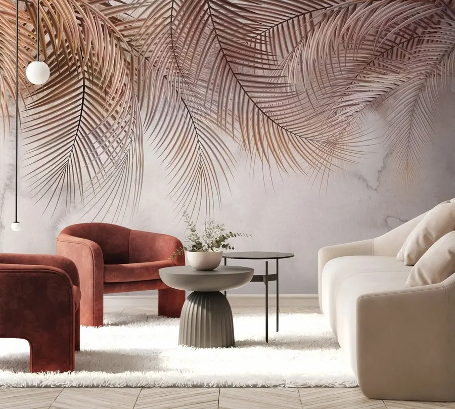 Fotobehang Tropische bladeren in een mistig bos u73826