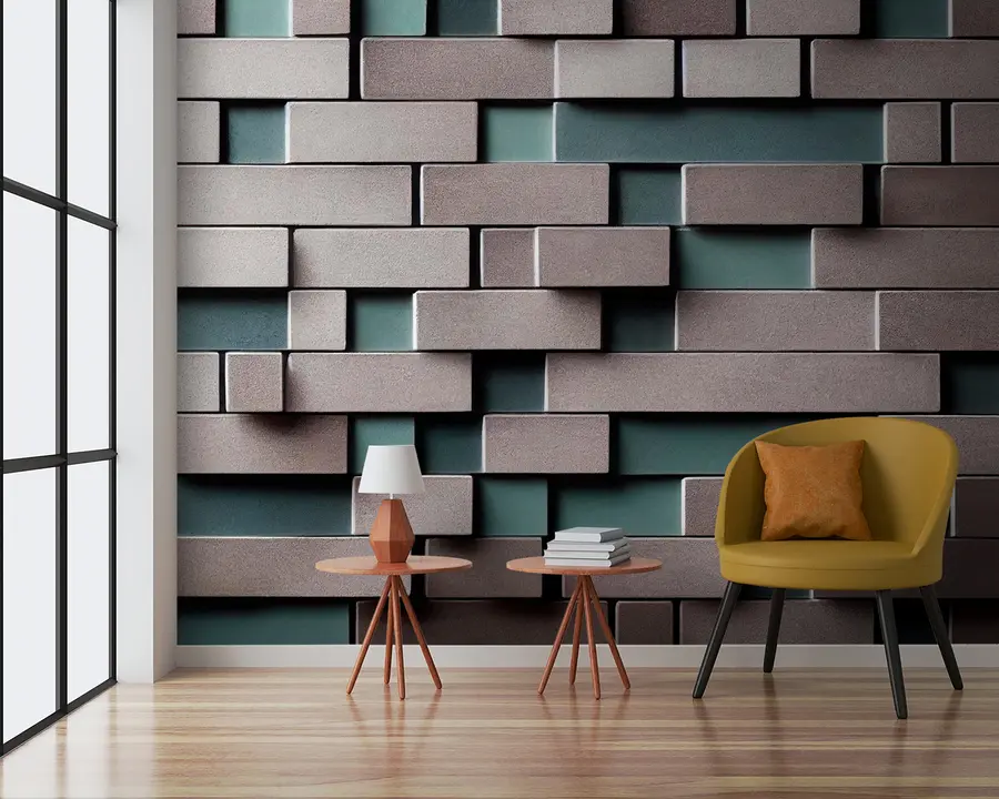 Fotobehang Eigendom, rechthoek en azuurblauw u93411