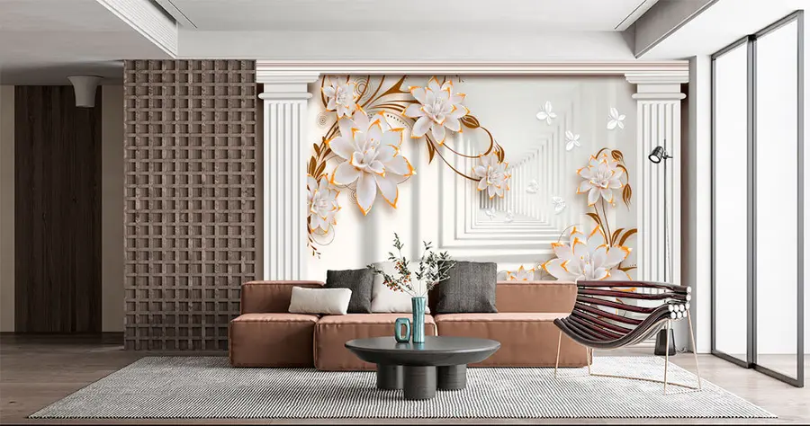 Fotobehang Bloemen en kolommen u93693