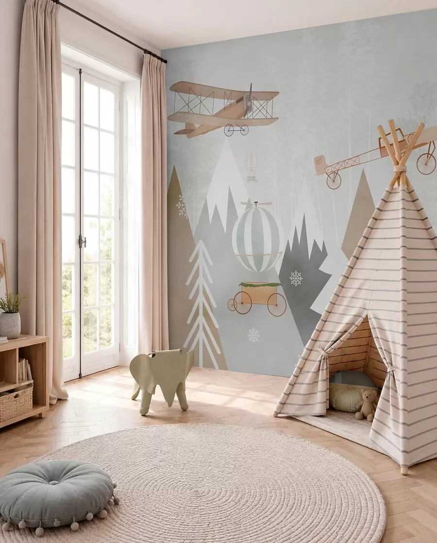 Fotobehang Bergen en vliegtuigen, Scandinavische stijl u73961