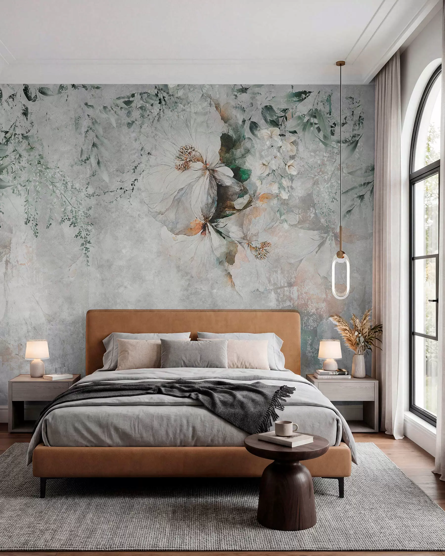 Fotobehang Bloem op concrete grungeachtergrond u73969