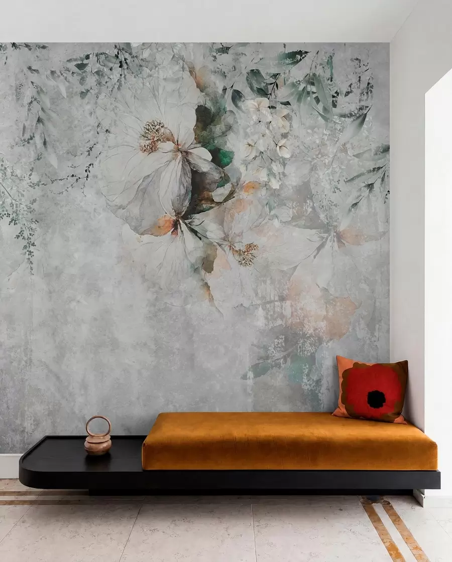 Fotobehang Bloem op concrete grungeachtergrond u73969