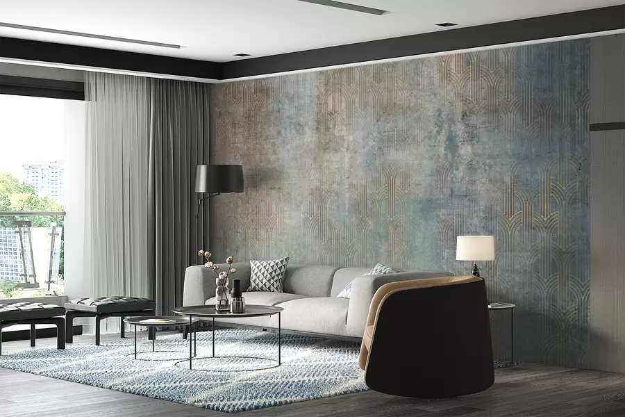 Fotobehang Overspannen patroon op grungemuur u73973