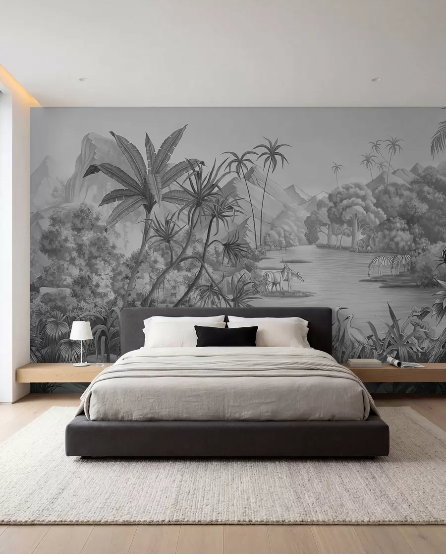 Fotobehang Zwart-witte tropen u59040