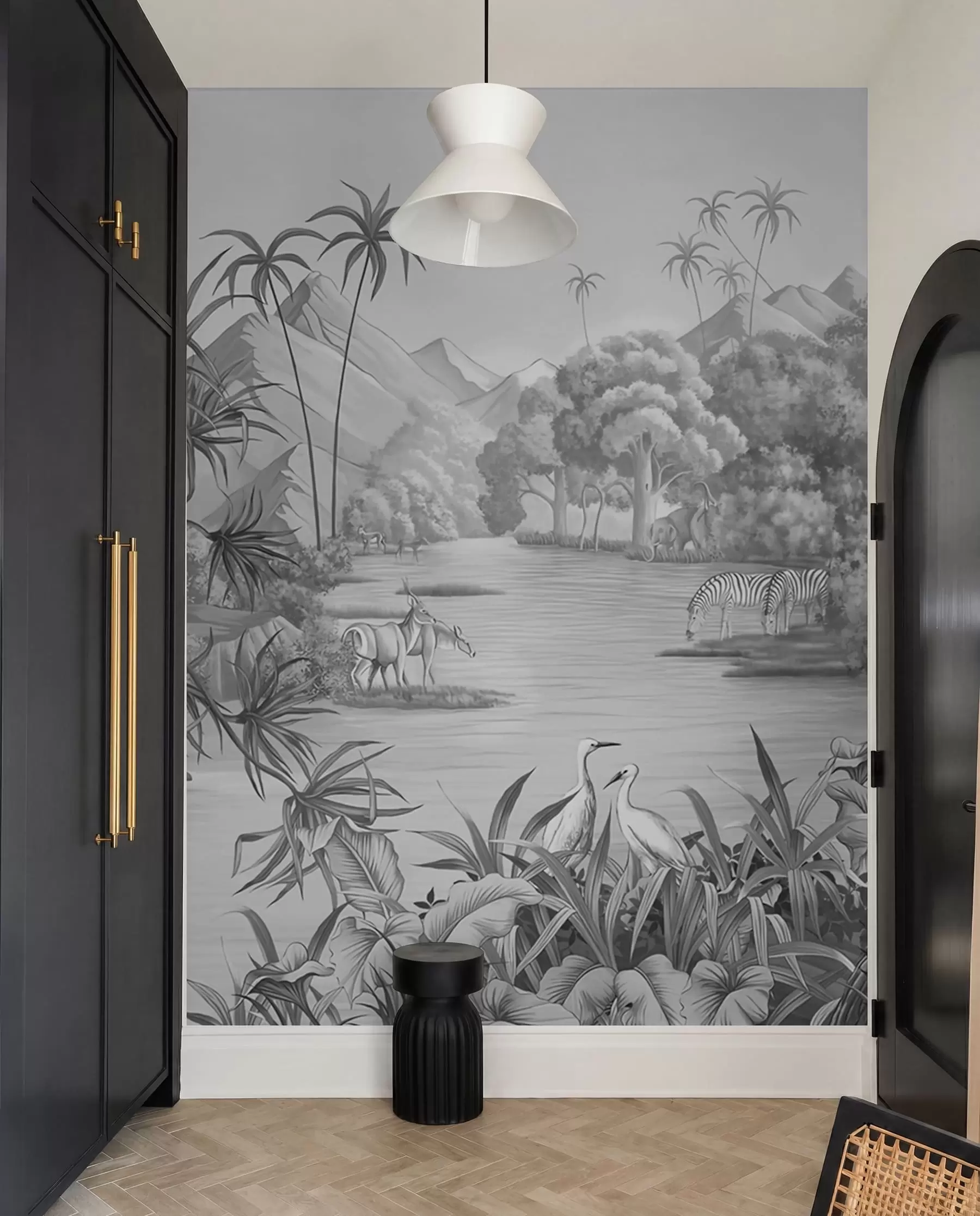 Fotobehang Zwart-witte tropen u59040