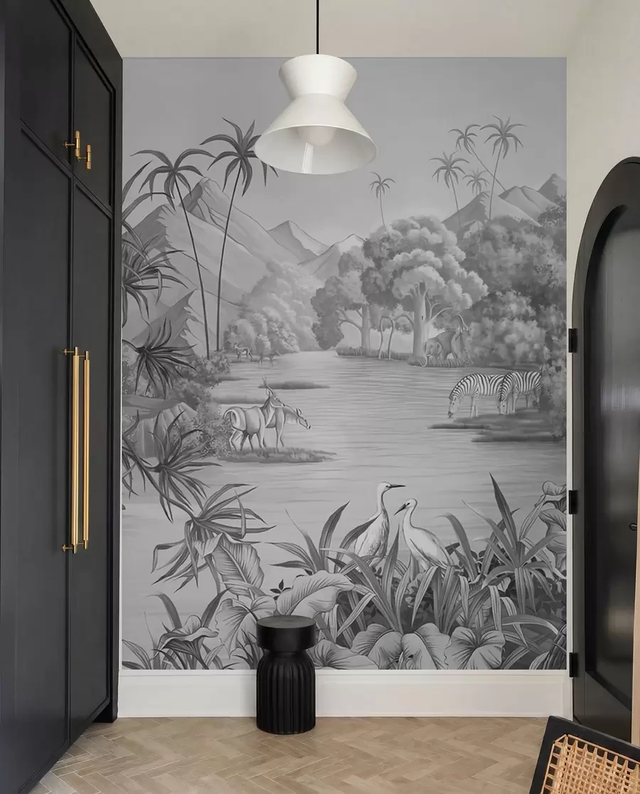 Fotobehang Zwart-witte tropen u59040