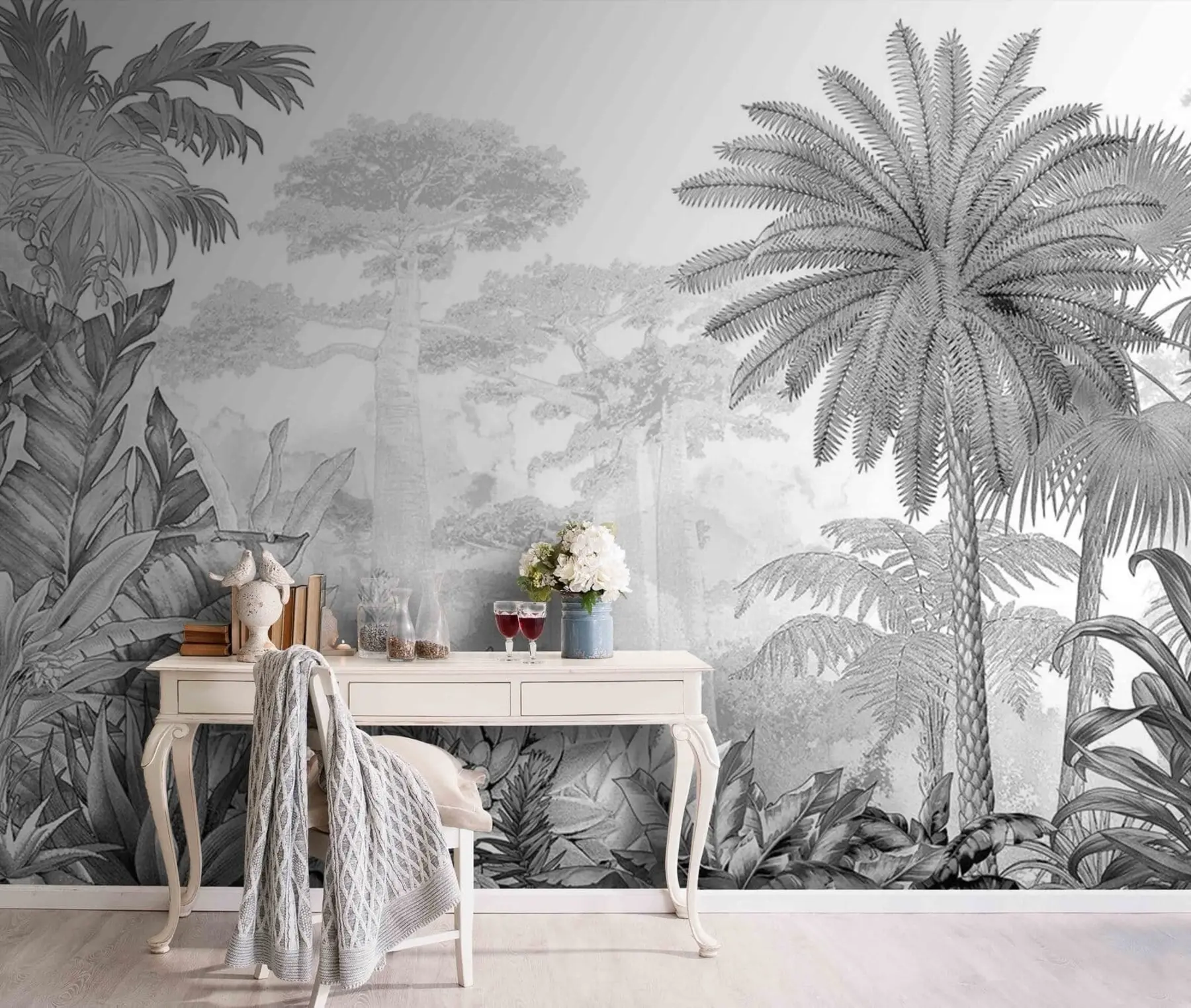 Fotobehang Tropen. Inkt tekening u59041