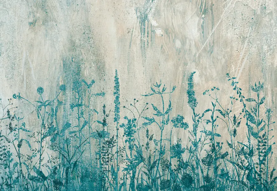 Fotobehang Groene planten op een betonnen muur u93666