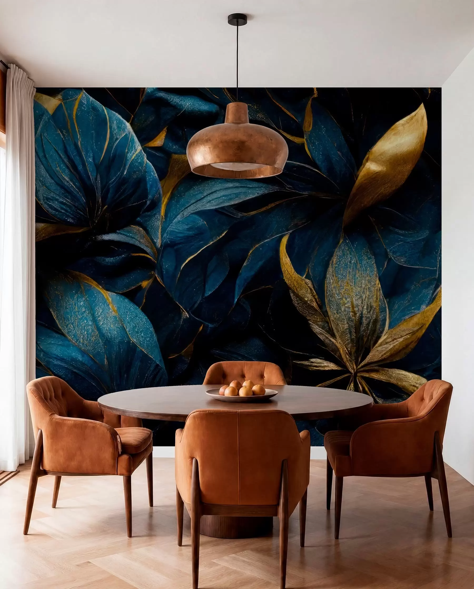 Fotobehang Blauwe koninklijke bloemen u74140