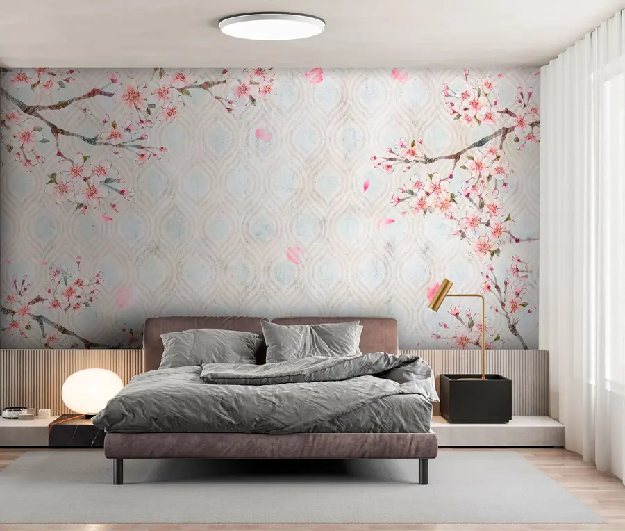 Fotobehang Sakura bloemen in vintage stijl u74383