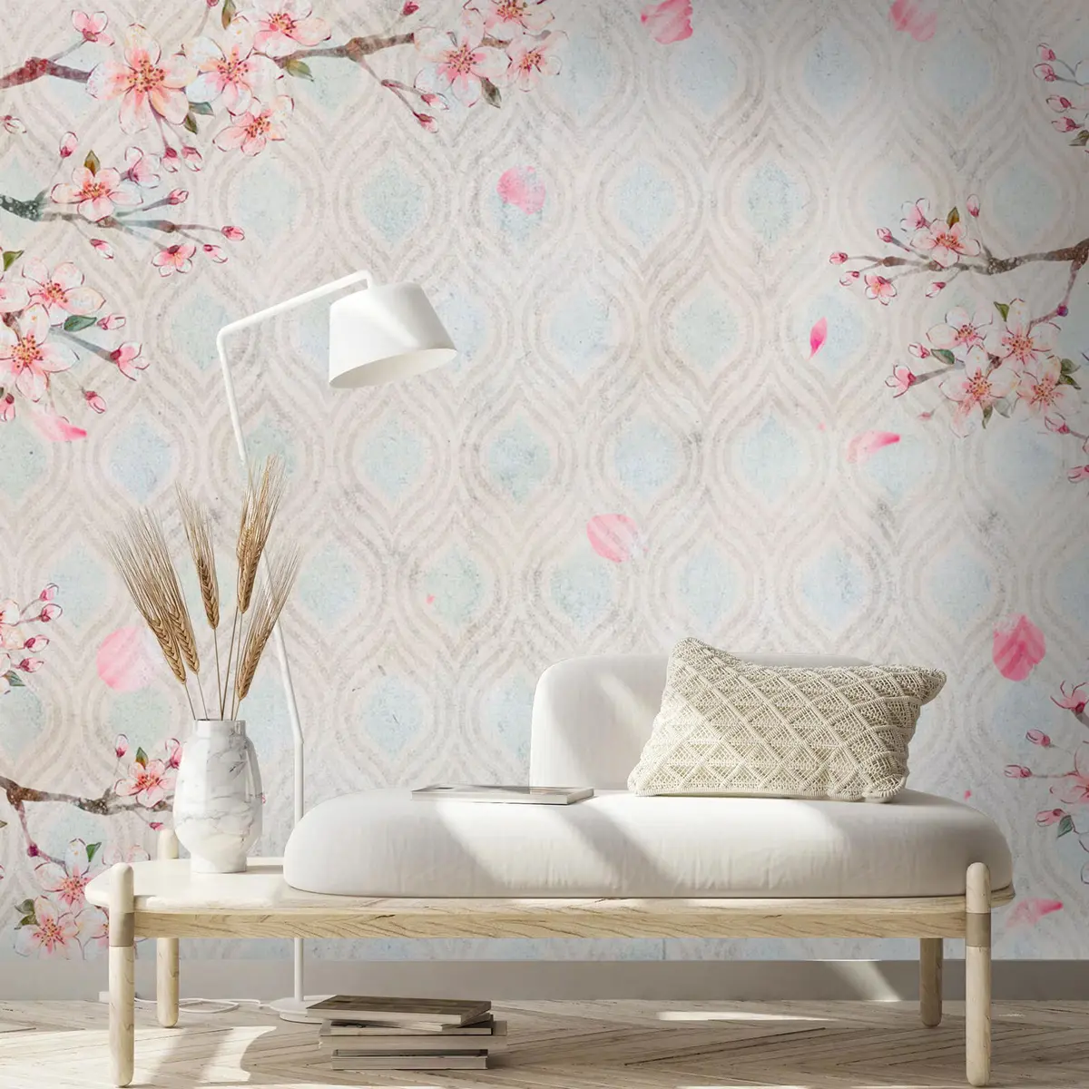 Fotobehang Sakura bloemen in vintage stijl u74383