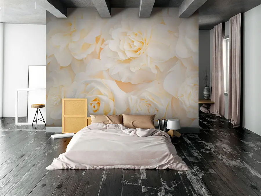 Fotobehang Witte knoppen van rozen en pioenen u74393