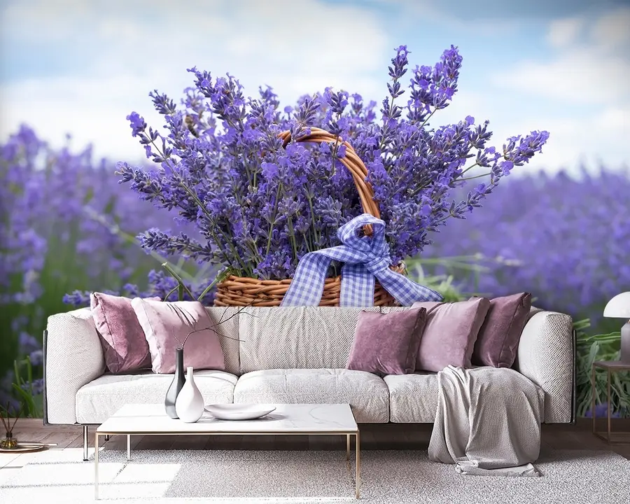Fotobehang Mandje met lavendel u92974