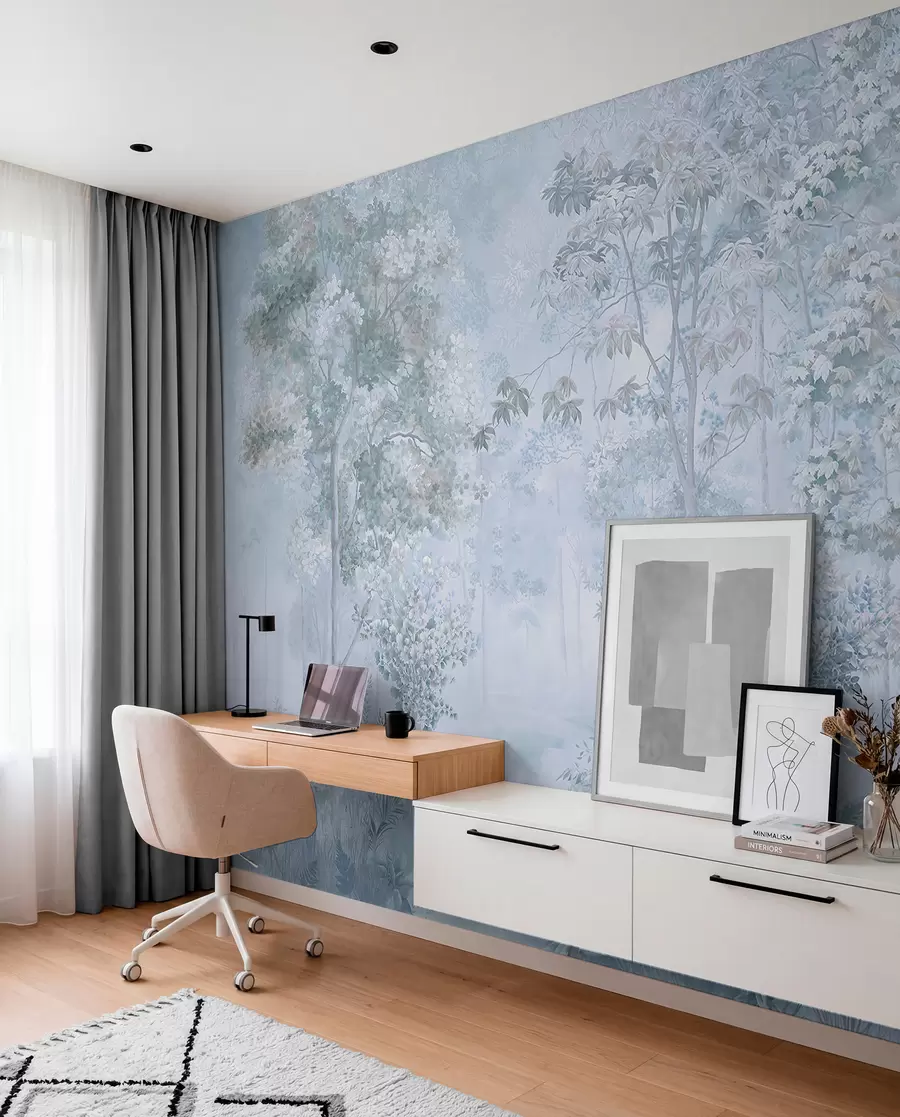 Fotobehang Bosschets — Blauw u78448v3
