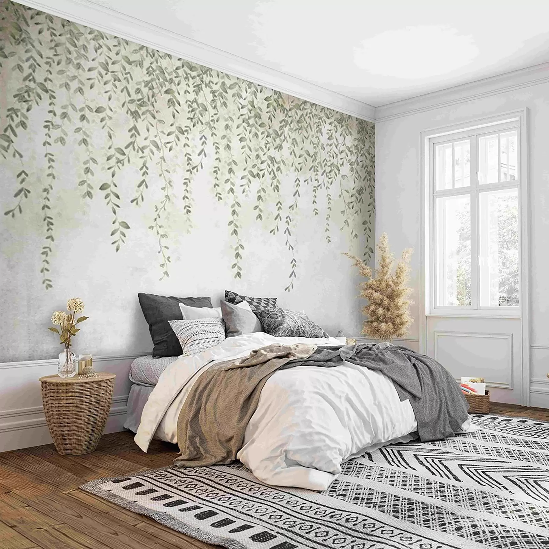 Fotobehang Wijnstokken met gebladerte u71244