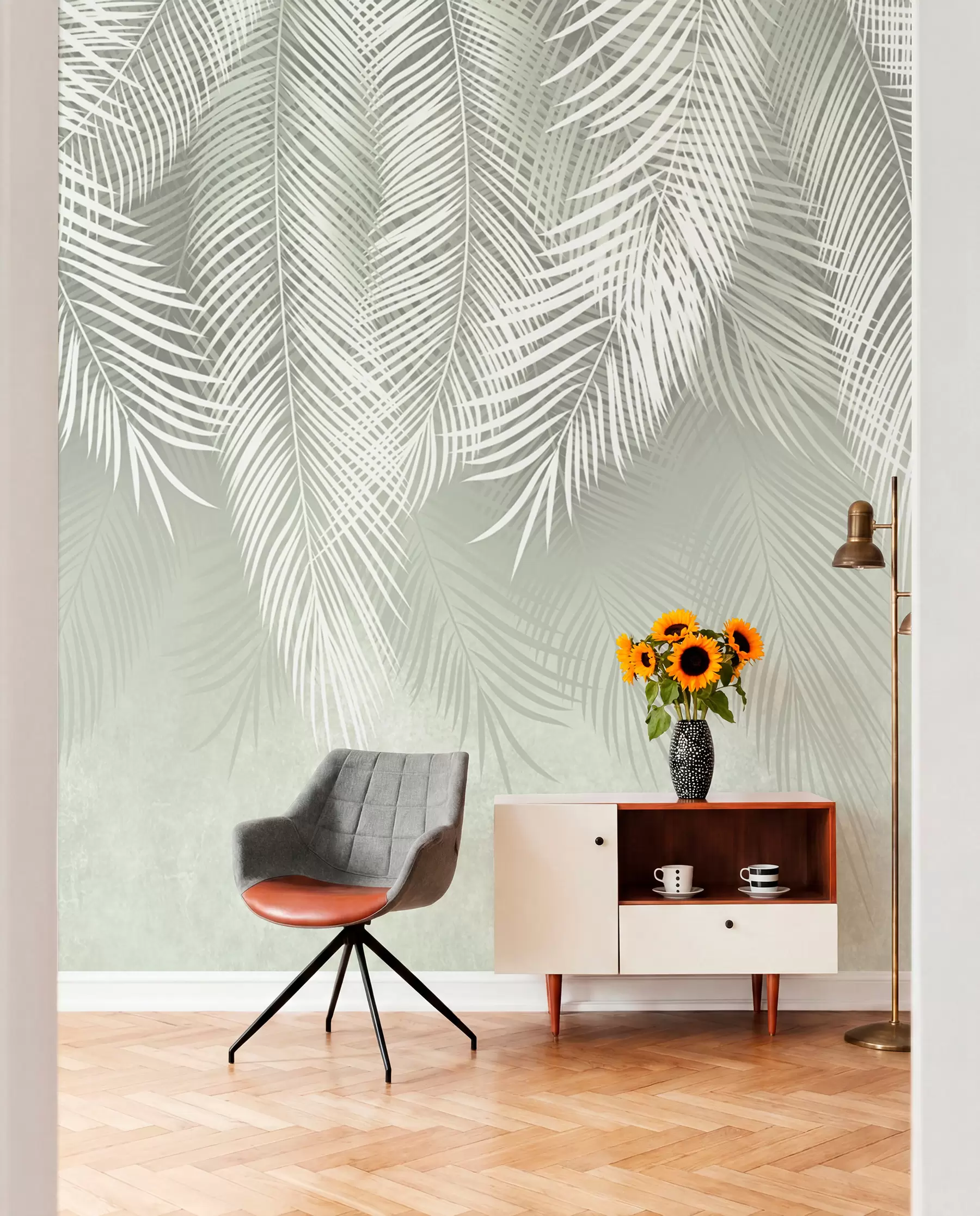 Fotobehang Lichte palmbladersluier u74489