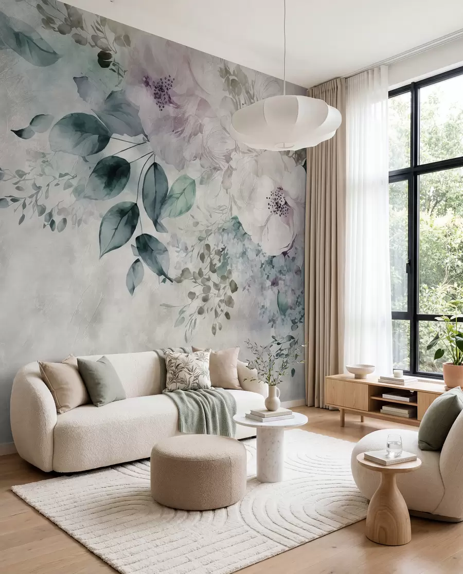 Fotobehang Bloemen in aquarel u93940