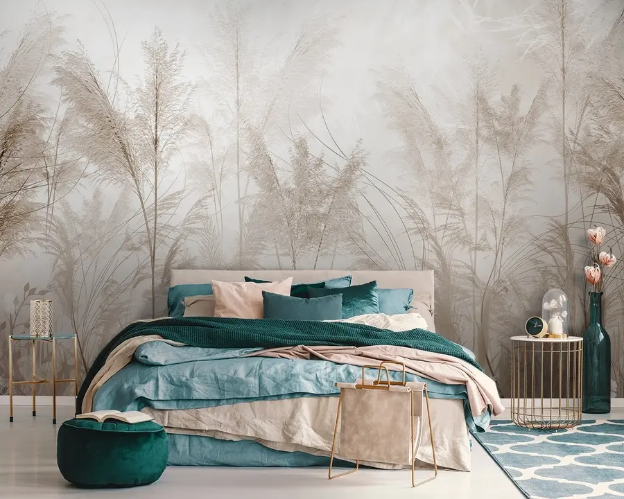 Fotobehang Hoge planten in pastelkleuren u93903