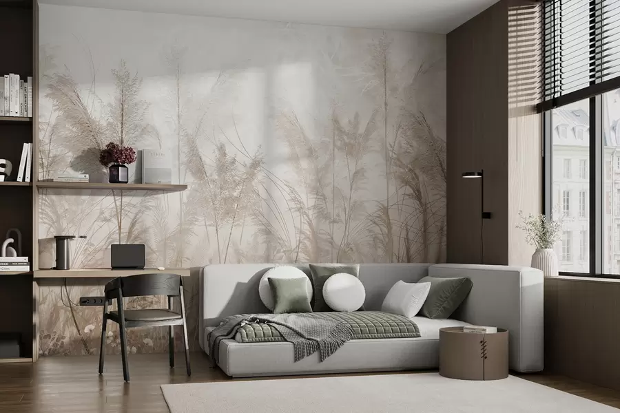 Fotobehang Hoge planten in pastelkleuren u93903