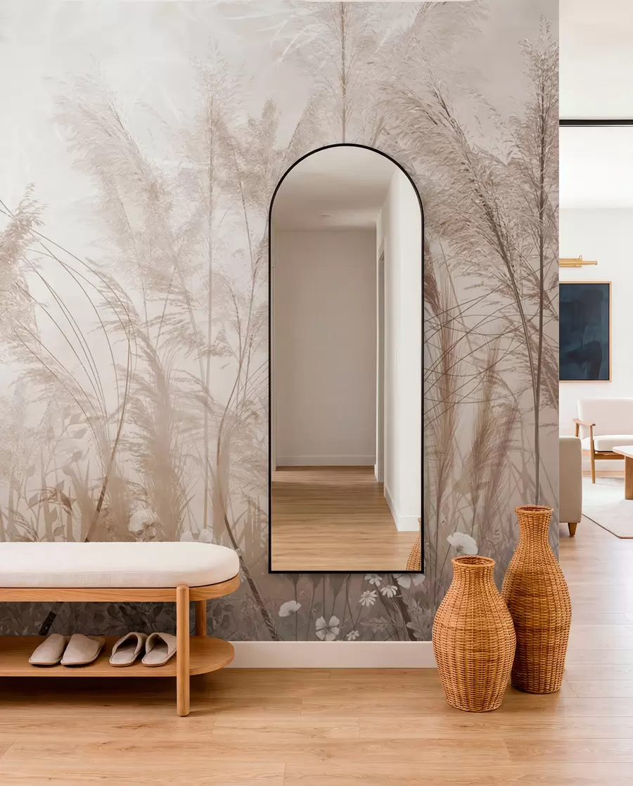 Fotobehang Hoge planten in pastelkleuren u93903