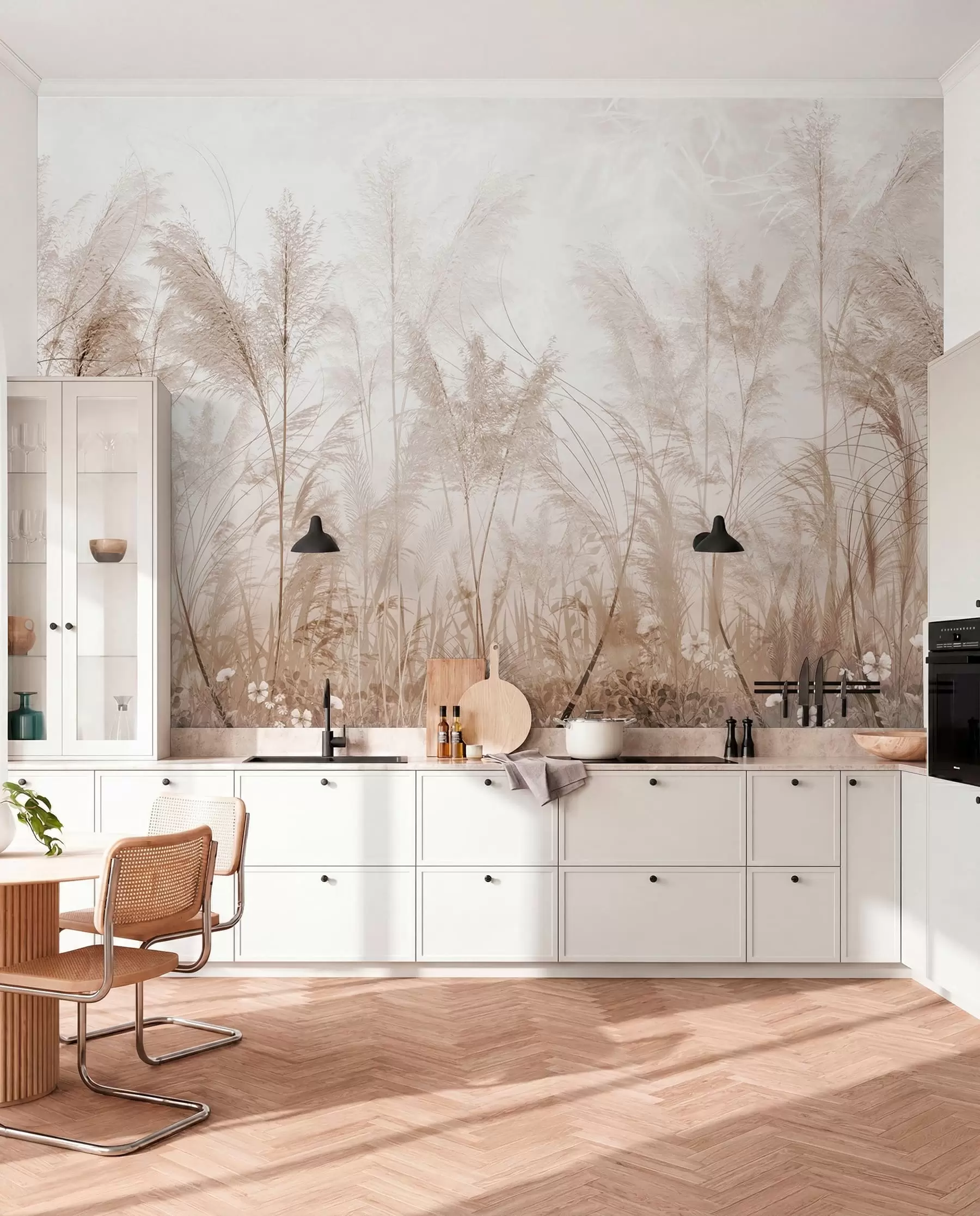Fotobehang Hoge planten in pastelkleuren u93903