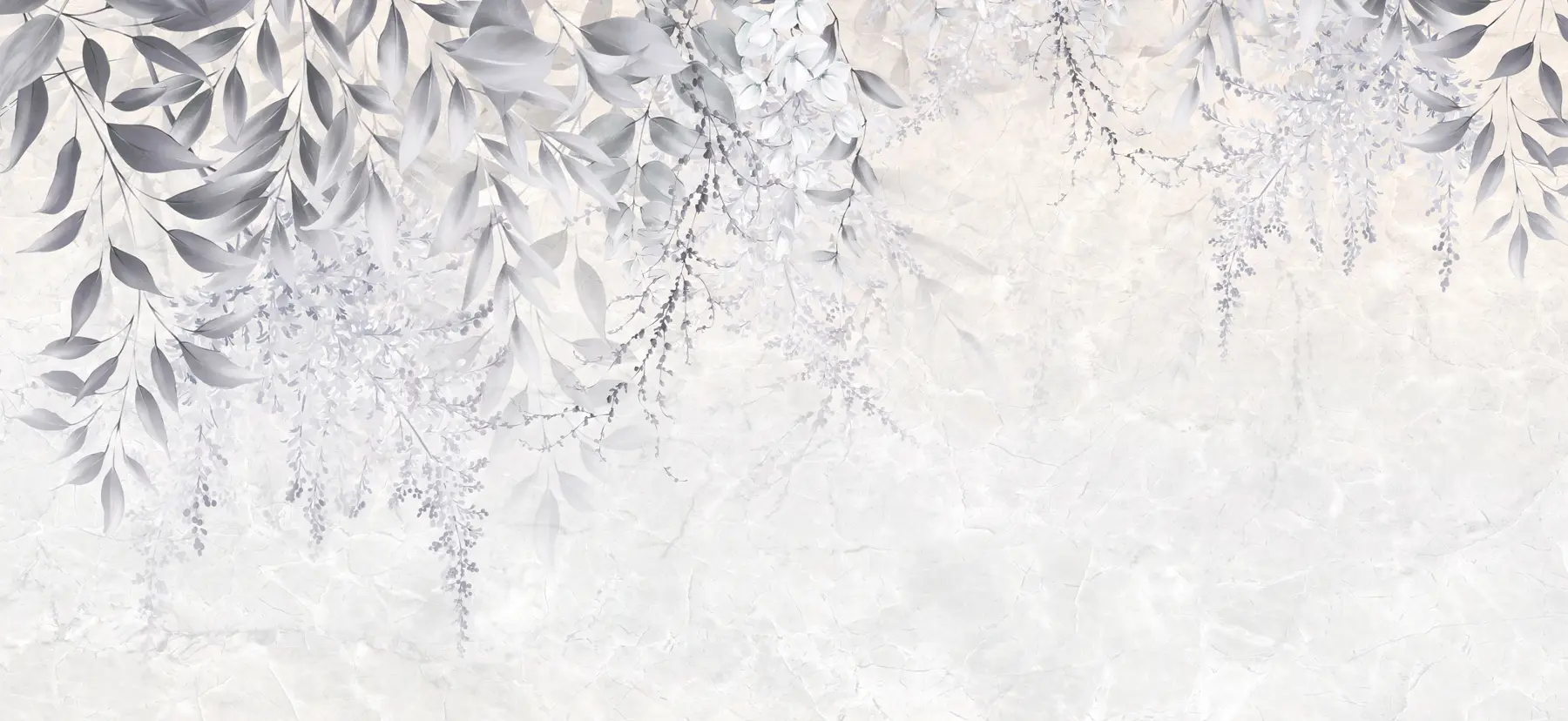 Fotobehang Grijze bladeren met bloemen u94228