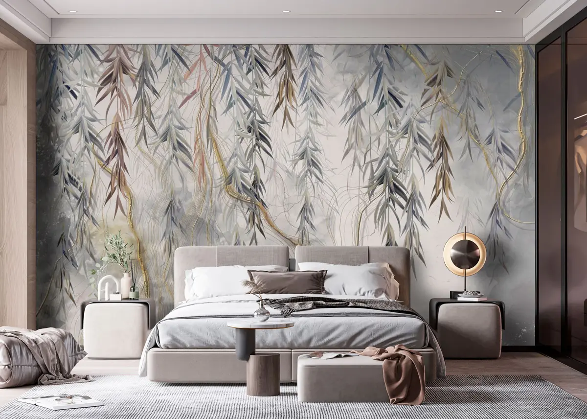 Fotobehang Magisch marmer en bladeren u74185